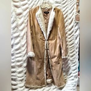 Real Suede and faux fur long jacket from Venus